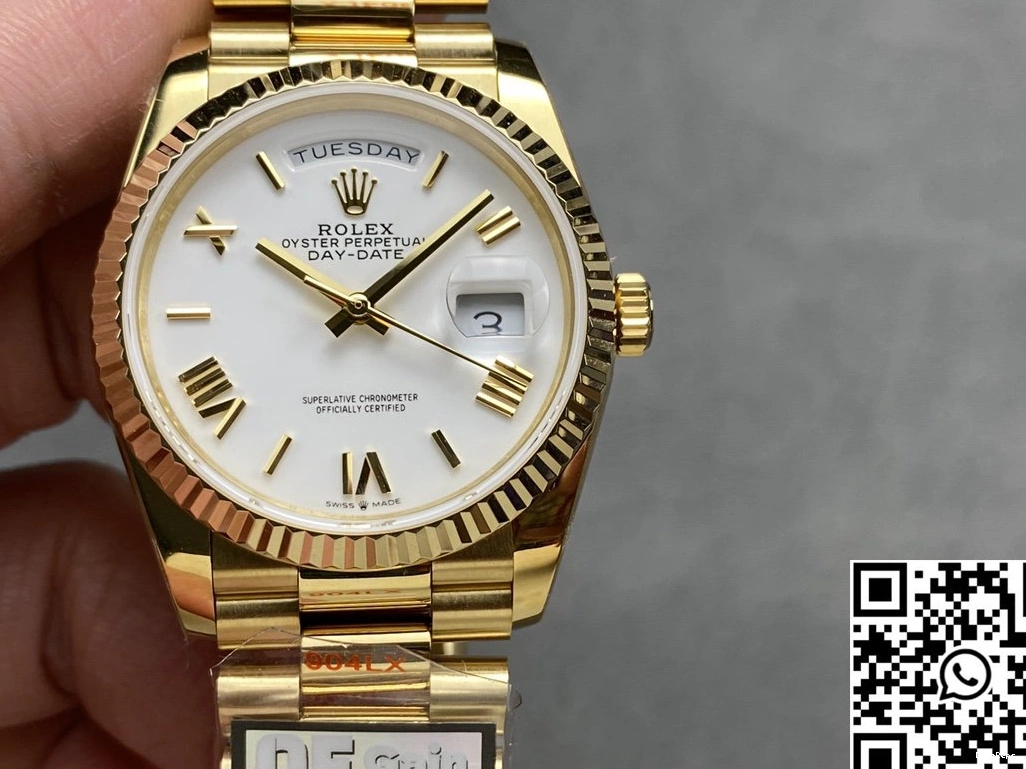 Day Steel 36mm QF Dial Tungsten Yellow v5 Gold Rolex Factory Date White M128238-0113 0130